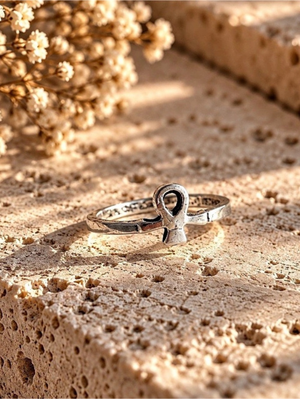 Cross Charm Ring in Silver tone